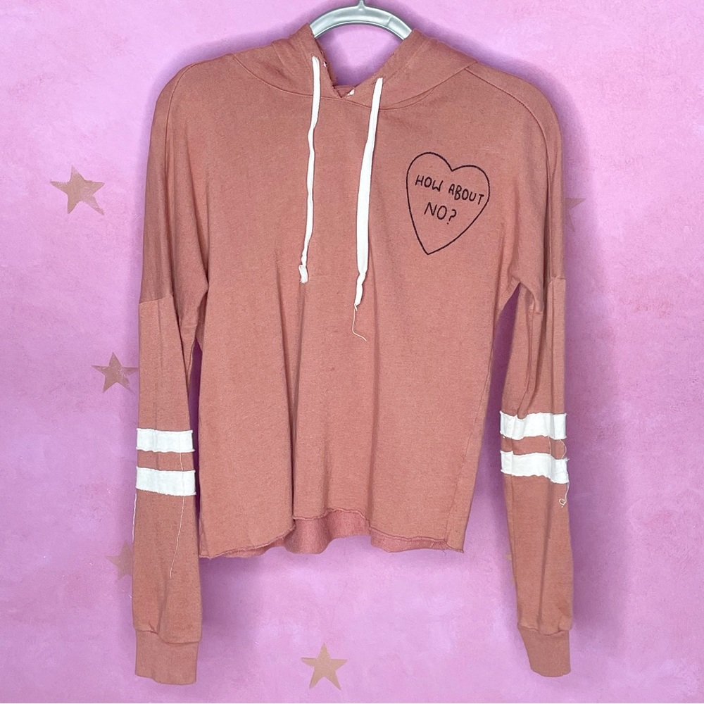 Lucky Brand Size S Small Dusty Pink Long Sleeve Hooded Cropped Sweatshirt